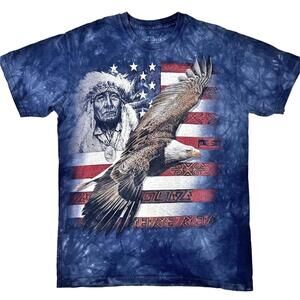 The Mountain Eagle Flag Native American Chief Tie Dye Tee M